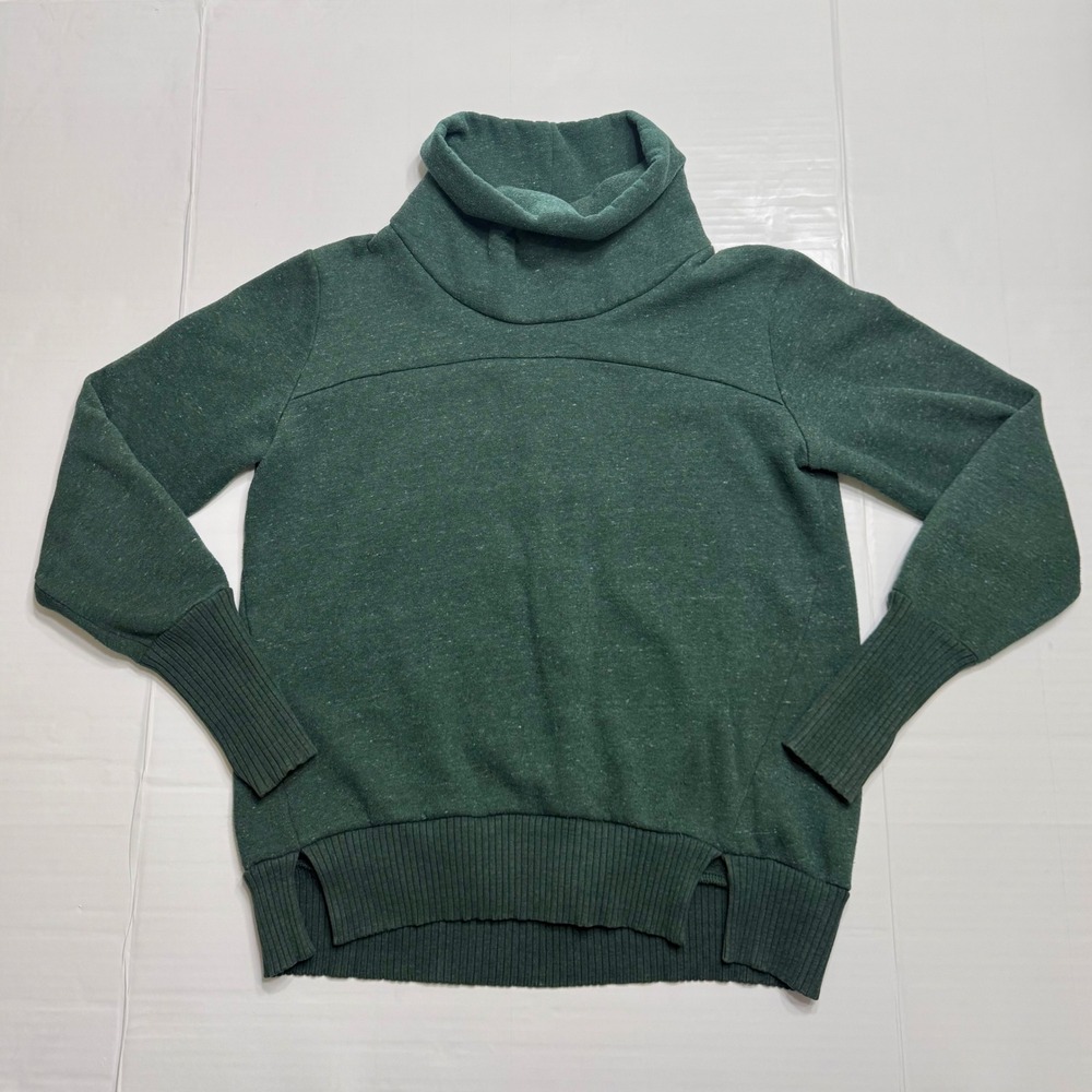 Alo Yoga Funnel Neck Sweatshirt Green Thumbhole Pullover RARE Sample Size S M